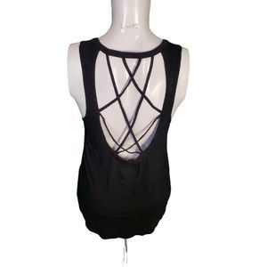 CHASER Black Strappy Back High Low Tank Sz S